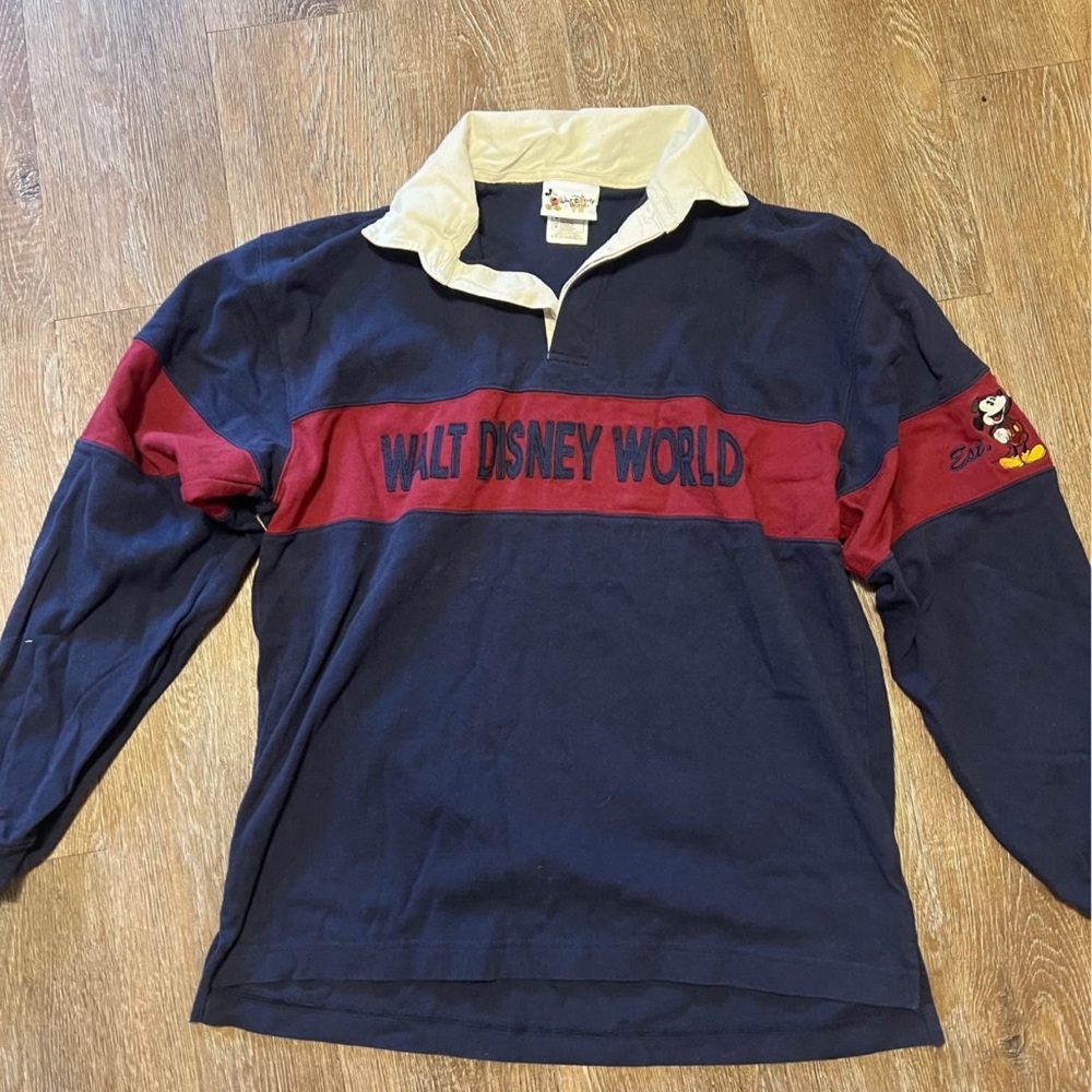 Vintage Walt Disney World Long Sleeve Polo Shirt Size M